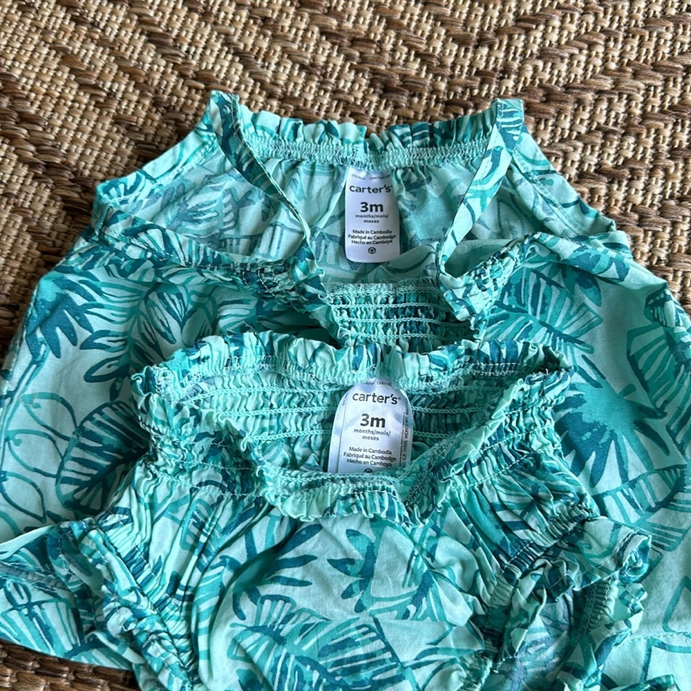 (5for$10) Carters (3m) Summer Blue Tank Outfit Matching Set - Picture 3 of 4